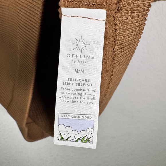 NWT!!‎ Offline by Aerie Women's Brown Ribbed Seamless Crop Top | Size Medium - Picture 7 of 8